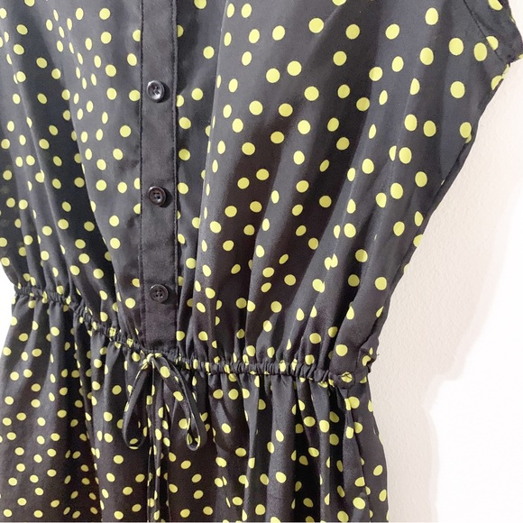 BeBop Polka Dot Pattern Peter Pan Collar Dress Back Key Hole Elastic Waist 🖤💚 - Picture 7 of 11